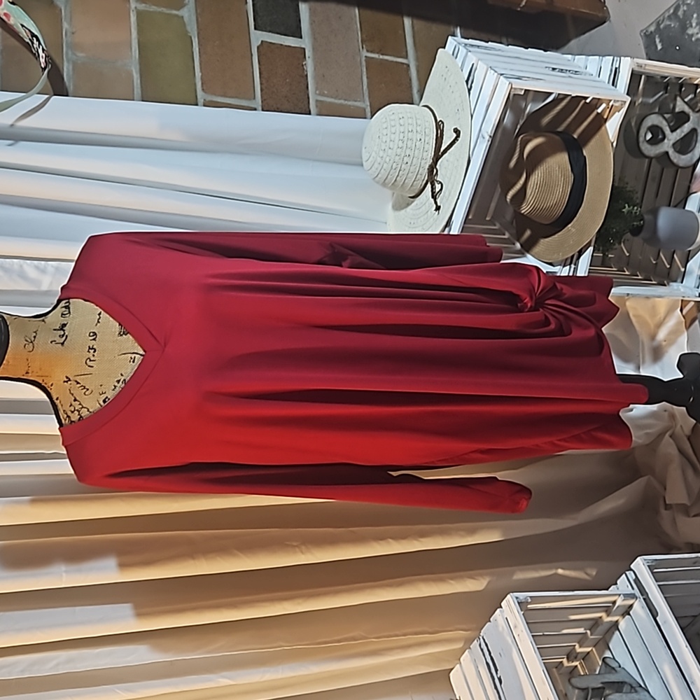 Jodifl Boutique Long Sleeve Knotted Midi Red Dress Size 3x